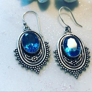 Blue Topaz 925 Silver Earrings